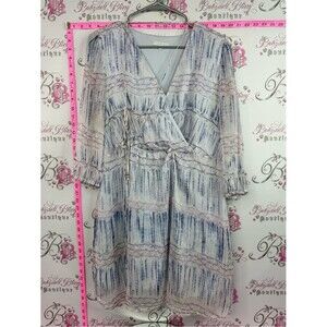 RW&CO. Dress tie dye style Blue and Cream Midi Dress